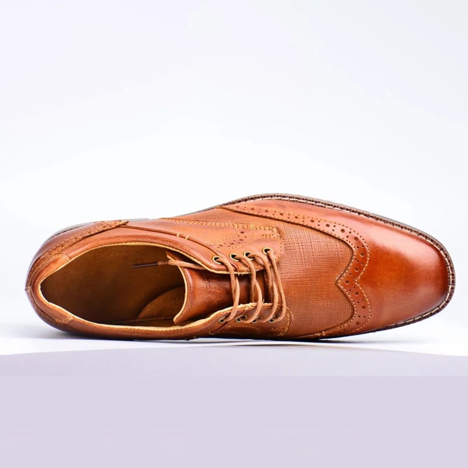 Feruka Men Light Brown PU Leather Upper Derby