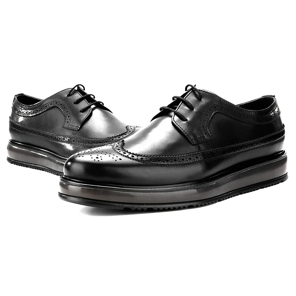 Feruka Men’s Black PU Leather Upper Derby